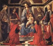 Sandro Botticelli The Madonna and Child Enthroned,with SS.Mary Magdalen,Catherine of Alexandria,John the Baptist,Francis,and Cosmas and Damian oil painting artist
